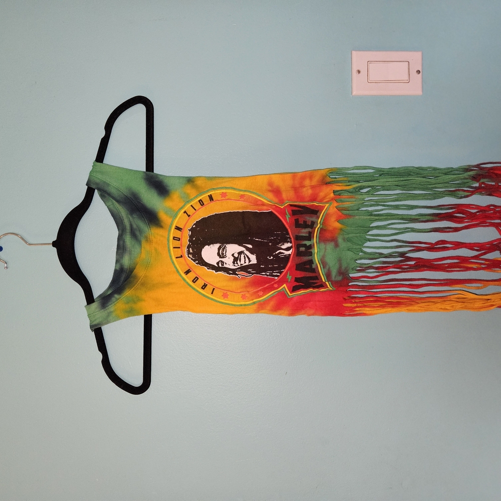 Bob Marley Tie-Dye Fringe Tank Top